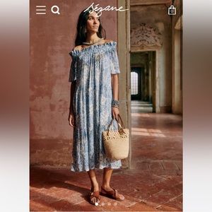 Sezane Ceres Blue Floral Dress